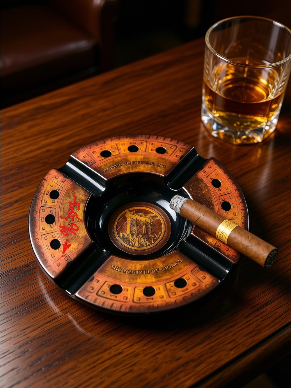 Vintage Drew Estate The Rebirth of Cigars Ceramic Cigar Ashtray 10X10X2”